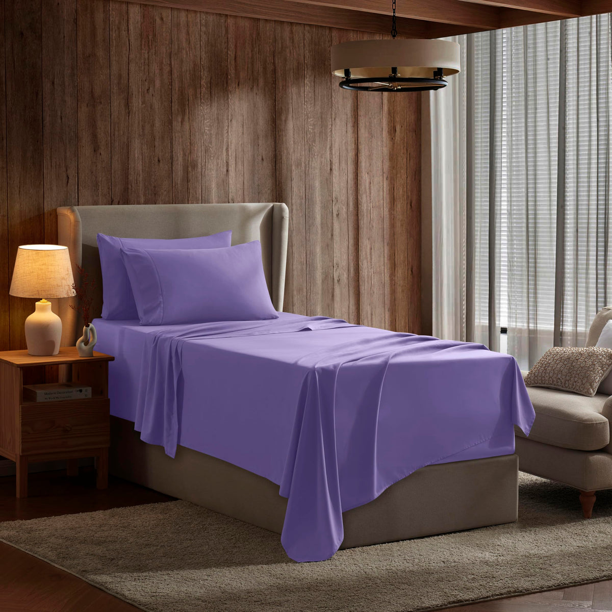 Nestl Twin Sheets Set - 3 Piece Twin Bed Sheets, Deep Pocket, Hotel Luxury, Extra Soft, Breathable And Cooling, Lavender Sheets