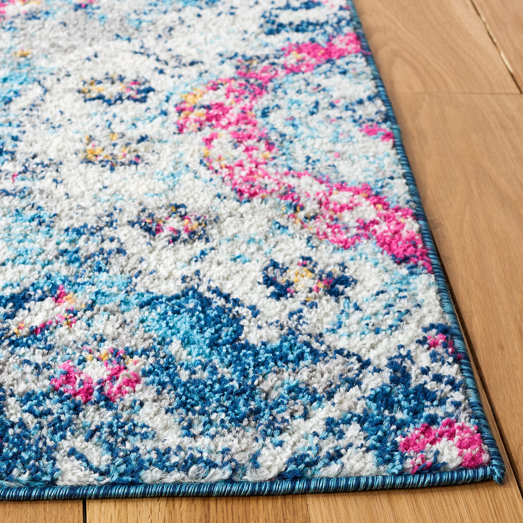 Safavieh Madison Collection Area Rug - 8' X 10', Blue & Grey, Boho Chic Glam Paisley Design, Non-Shedding & Easy Care, Ideal For