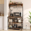 Bestier Bakers Rack with Power Outlet, 5-Tiers Microwave Stand with Storage, Coffee Bar with Paper Holder & Wire Basket, Adjusta