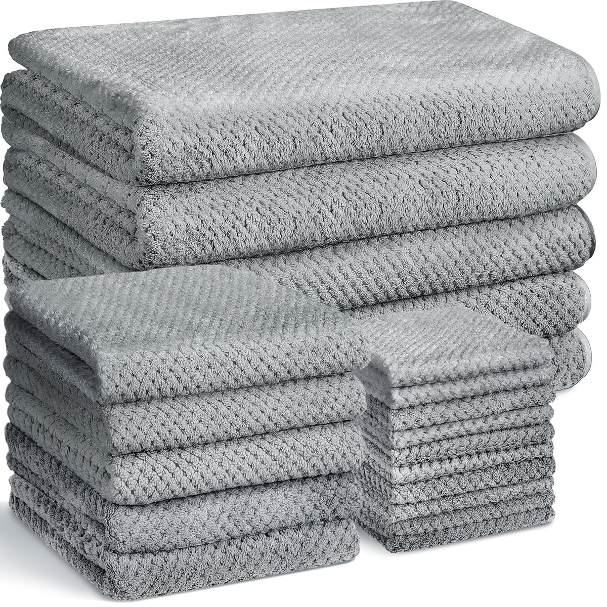 Mixweer 20 Pcs Bath Towels Quick Dry Towel Set Included 5 Bath Towels 5 Hand Towels And 10 Washcloths, Absorbent Bathroom Towel