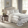 Modern Heirloom Heather Embroidered Bedspread - Lightweight Breathable All Seasons Bedding, Full, Blue/White