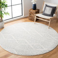 SAFAVIEH Tulum Collection Area Rug - 9 Round, Ivory & Light Grey, Moroccan Boho Tribal Design, Non-Shedding & Easy Care, Ideal 