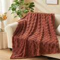 Newcosplay Super Soft Twin Blanket Coffee Premium Silky Flannel Fleece 3D Checkered Lightweight Bed Blanket All Season Use (Coff
