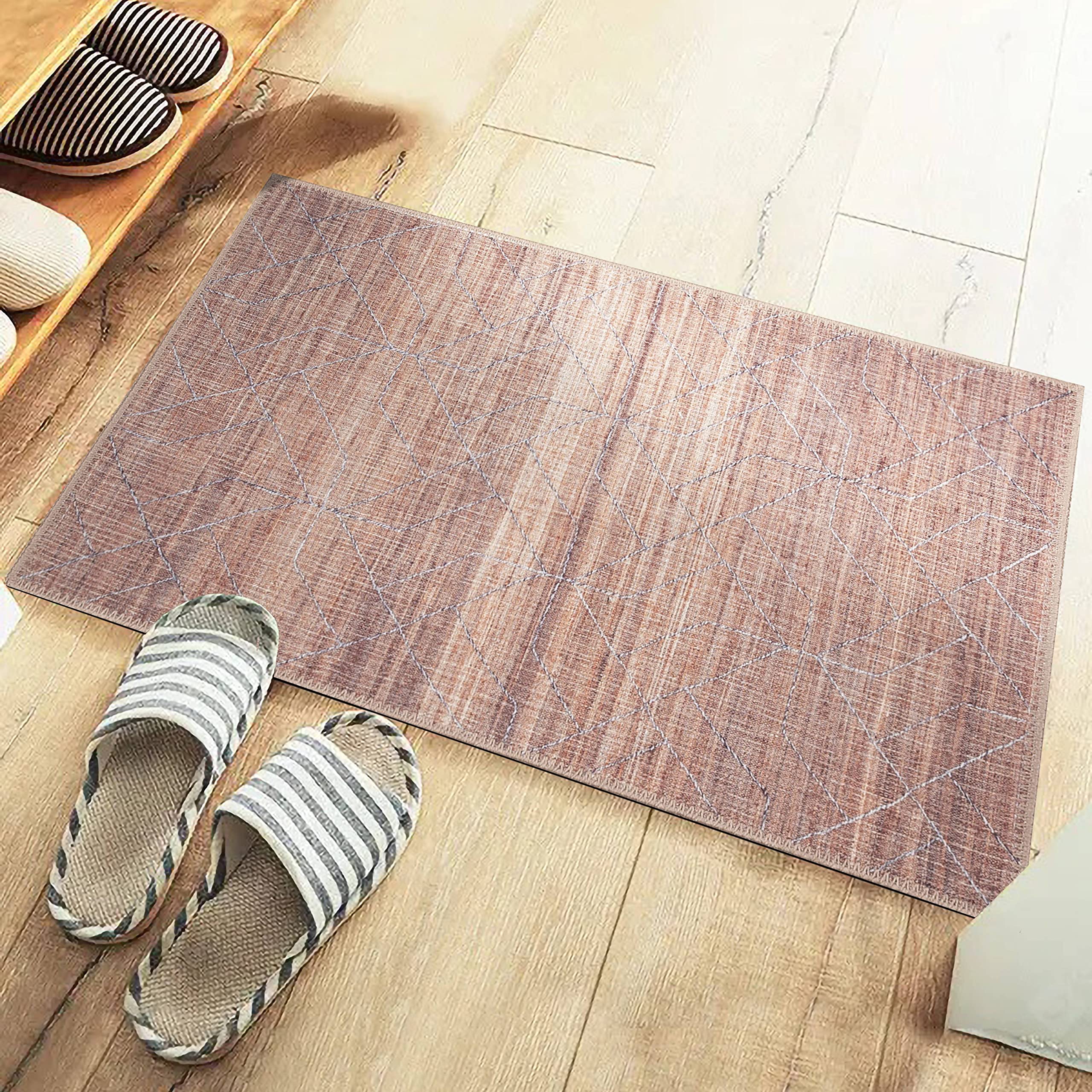 GLN Rugs Stain Resistant Machine Washable Area Rug - Vintage Persian Boho Distressed Aesthetic - Non-Slip Backing - Indoor Floor