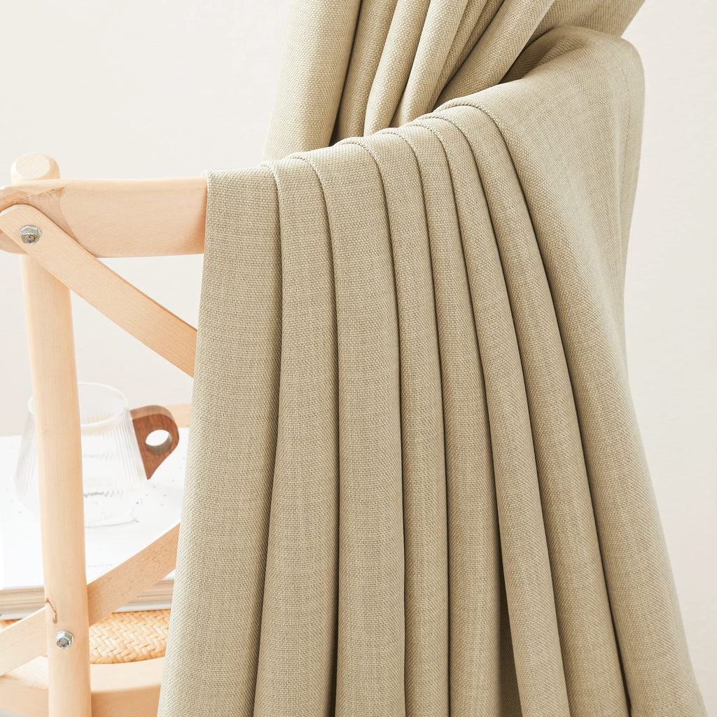 Nicetown Room Darkening Linen Curtains & Drapes, Pinch Pleated Faux Linen Blend Cold/Sun Blocking Curtains Thick Window Dressing