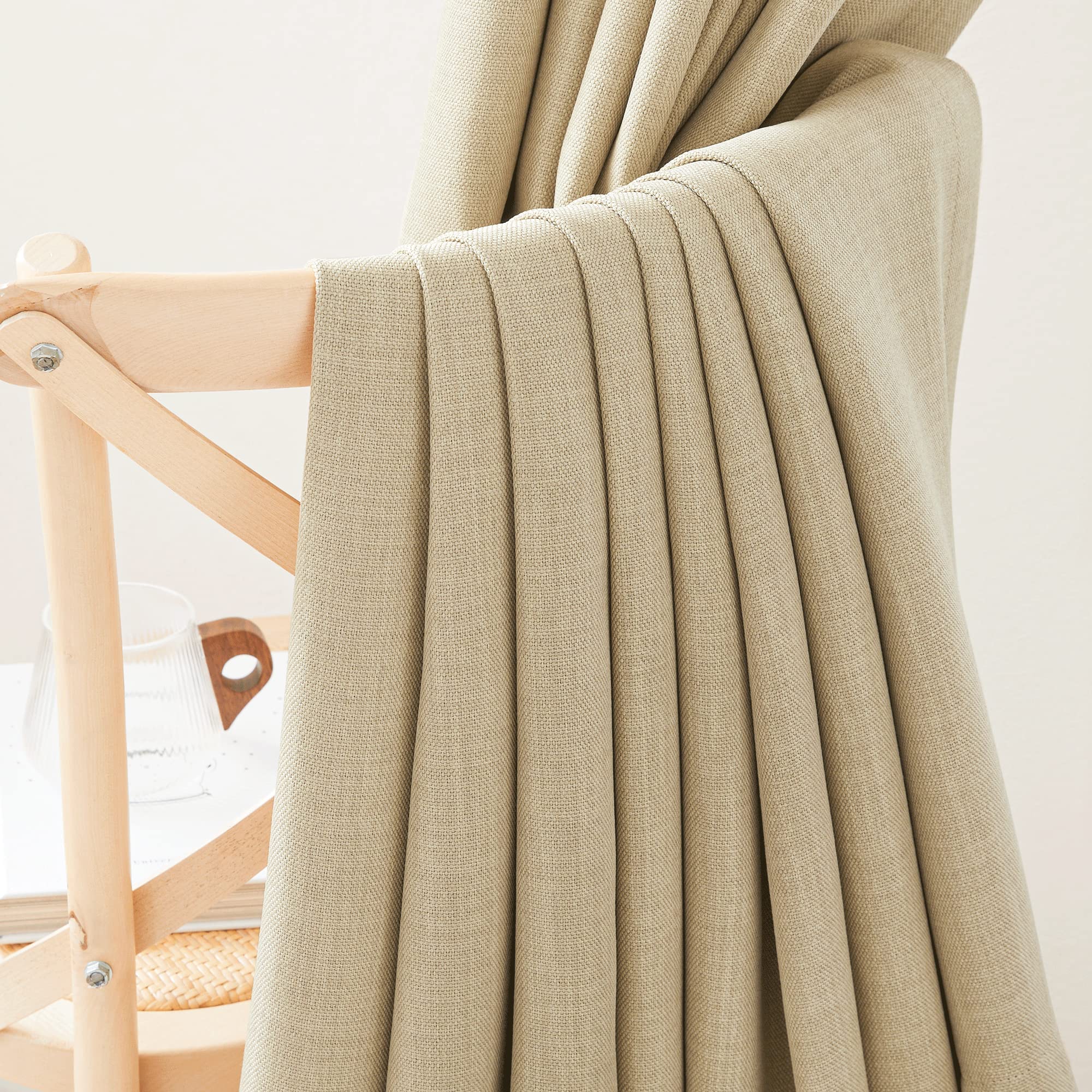 Nicetown Room Darkening Linen Curtains & Drapes, Pinch Pleated Faux Linen Blend Cold/Sun Blocking Curtains Thick Window Dressing