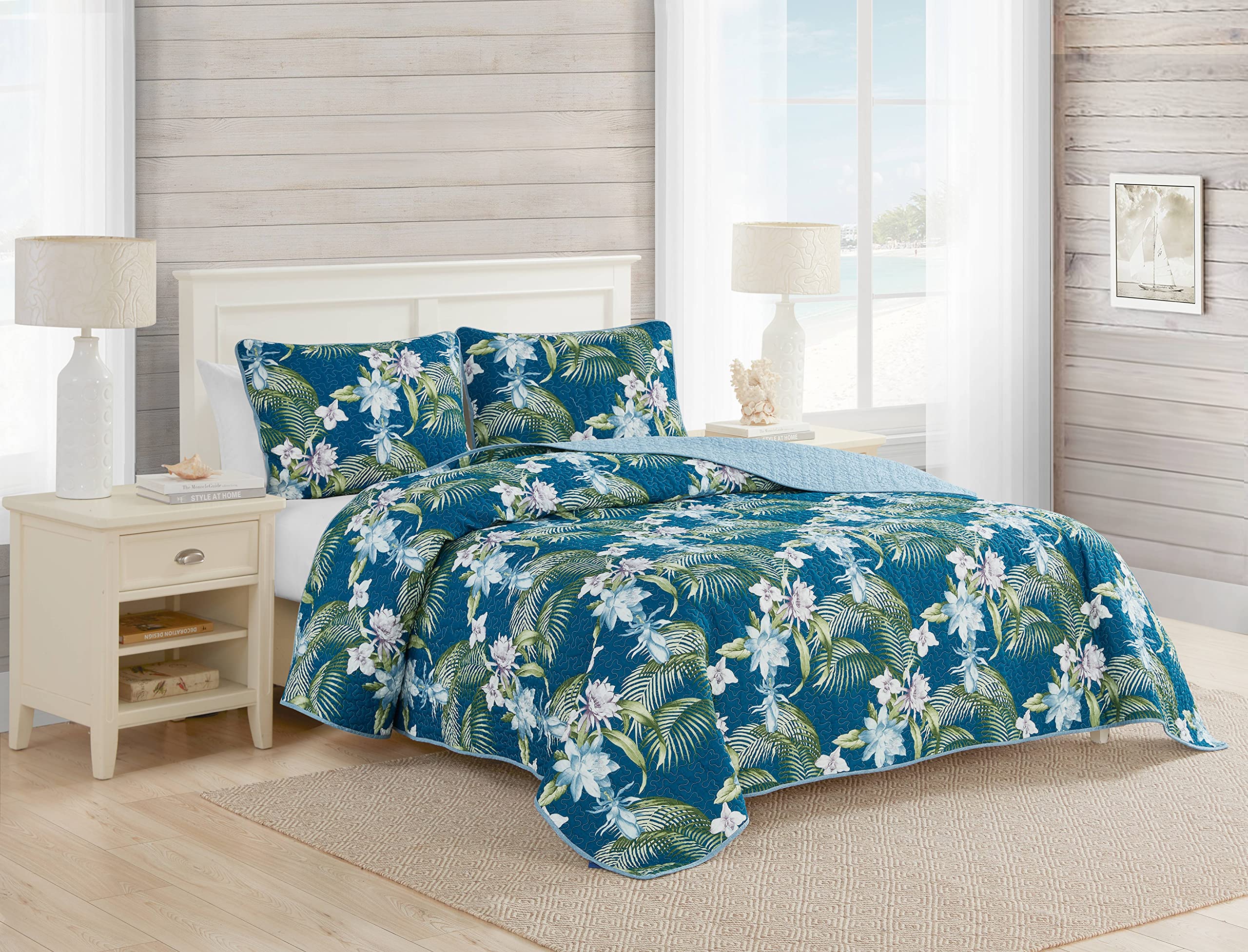 Tommy Bahama - King Quilt Set, Reversible Cotton Bedding With Matching Shams, Breathale Home Decor For All Seasons (Southern Bre