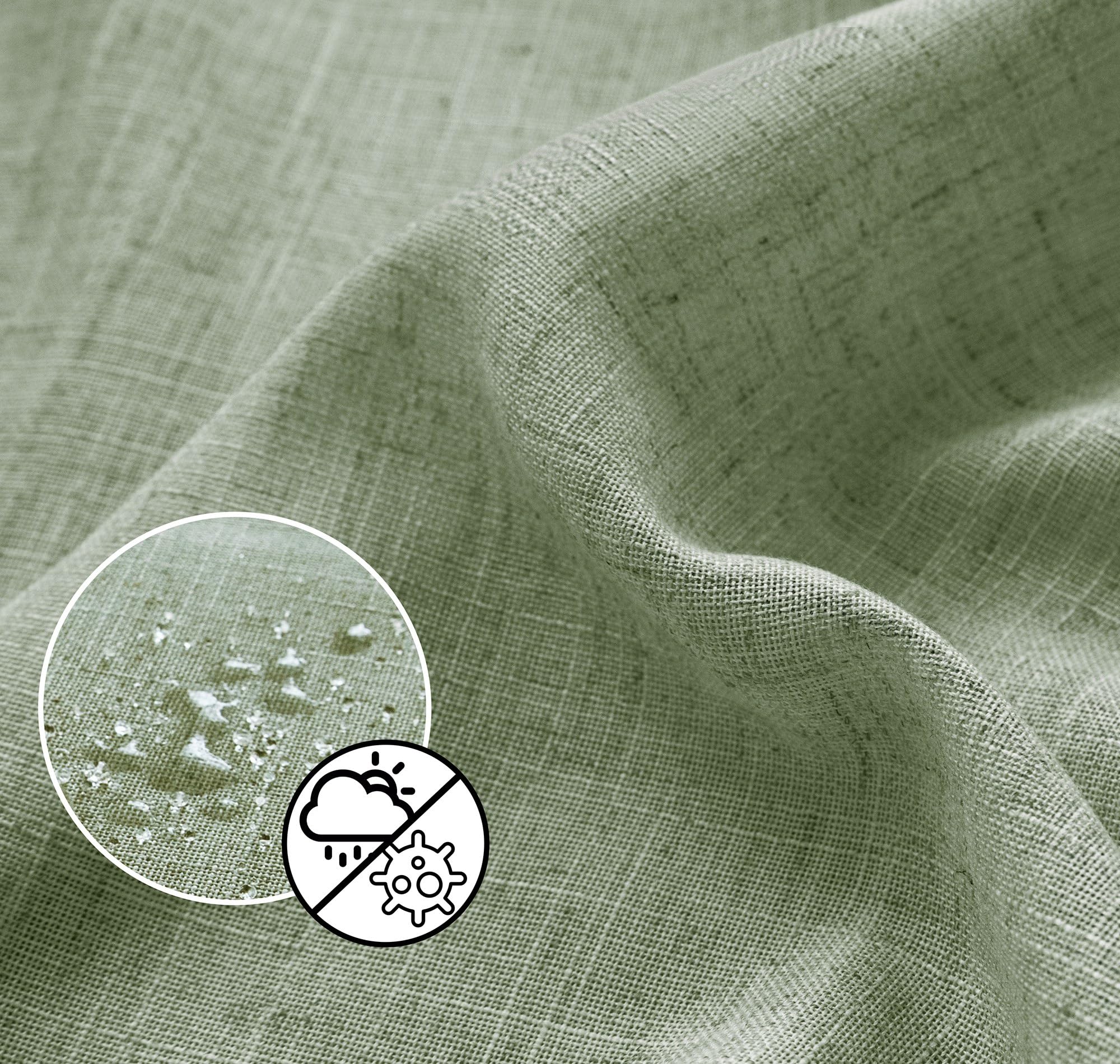 Koufall Sage Green Waterproof Linen Fabric Shower Curtain For Bathroom 72X80 Inches Long