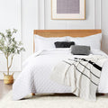 Roaringwild White Queen Size Quilt Bedding Sets With Pillow Shams, Lightweight Soft Bedspread Coverlet, Quilted Blanket Thin Com