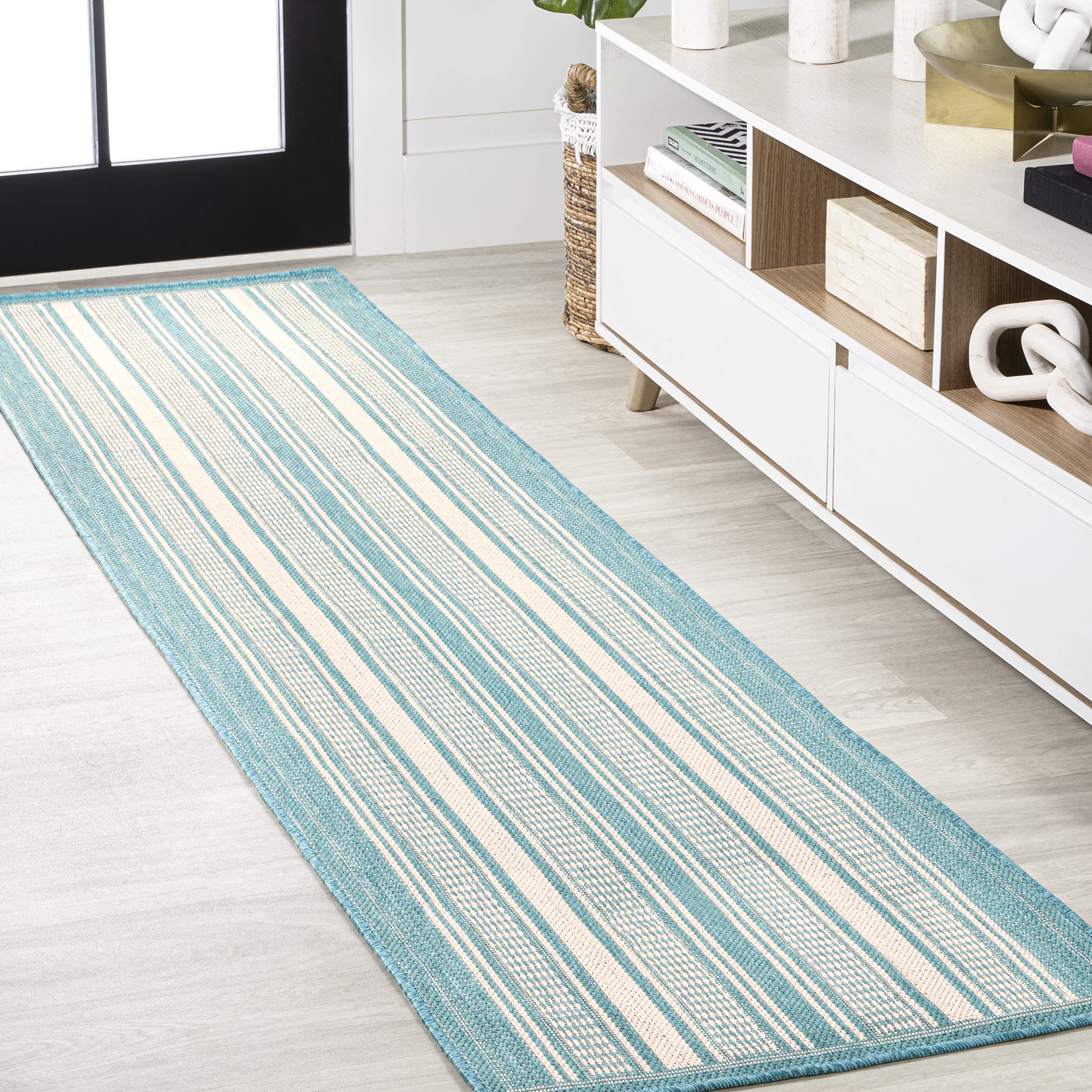 Jonathan Y Smb202A-28 Haynes Modern Double Stripe Indoor Outdoor Area Rug, Rustic, Transitional, Farmhouse Easy Cleaning,Bedroom