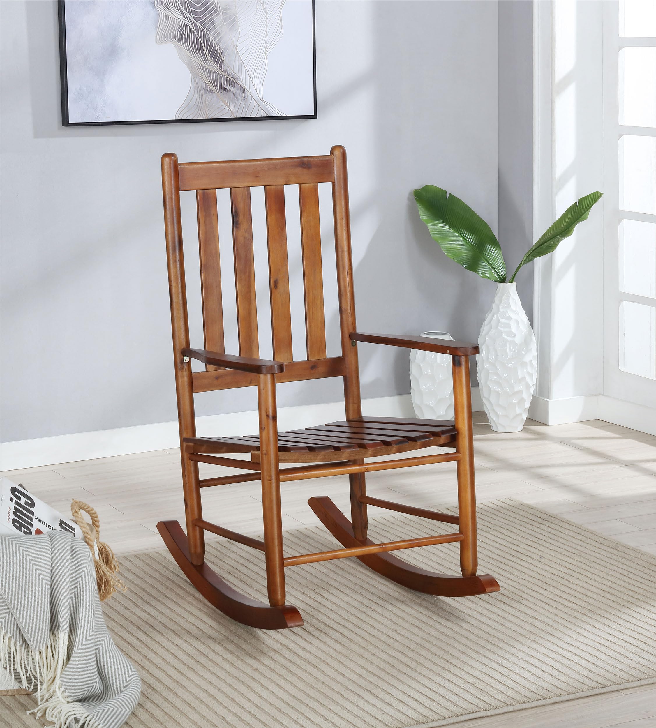 Annie Slat Back Solid Wood Rocking Chair - Thumbnail 2