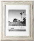 Malden International Designs Whitman White Wash Matted Wood Picture Frame, 8x10/11x14, White