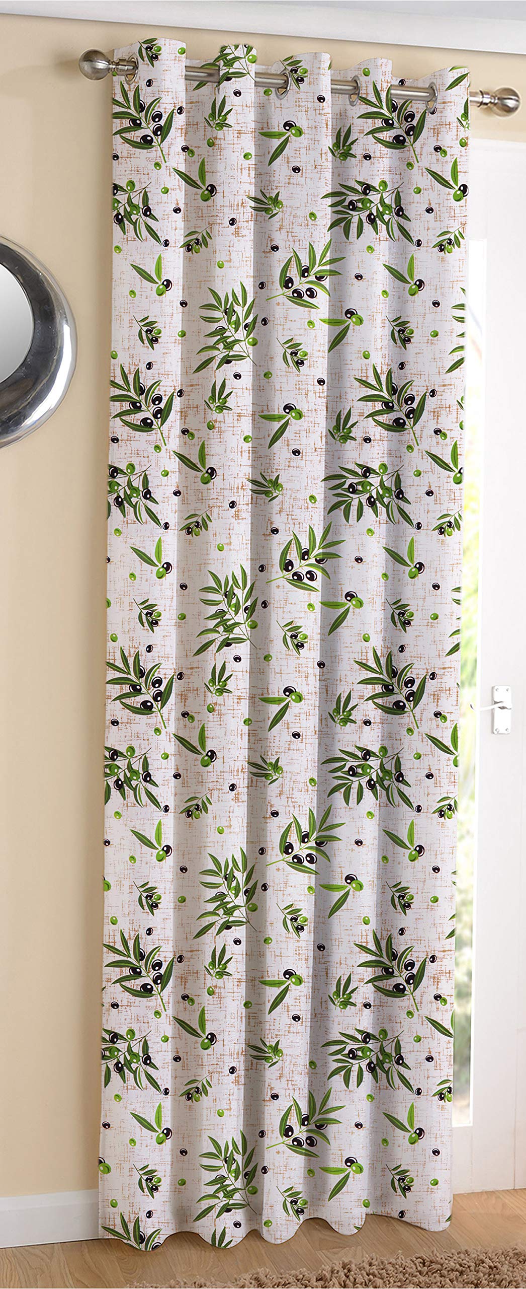 AIRWILL  Cotton Blackout and Room Darkening 9ft Long Door Curtains Pack of 1 pc. (Floral  Green)