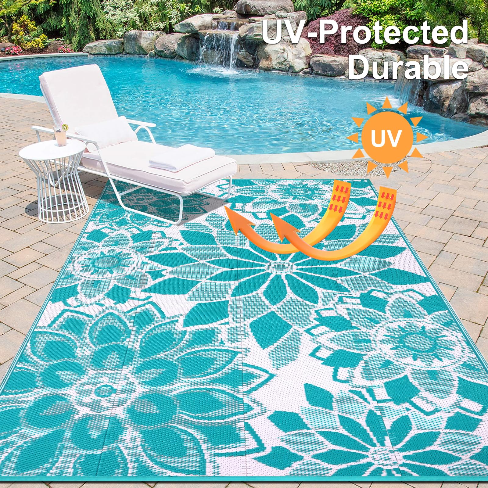 Lokhom Outdoor Rug For Patio, 6'X 9' Reversible Plastic Straw Area Rugs Mat, Waterproof Mat For Camper Indoor Outdoor Carpet For