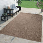 Solid Outdoor Rug For Patio Or Balcony Weatherproof In Mottled Brown, Size: 5'3' Round