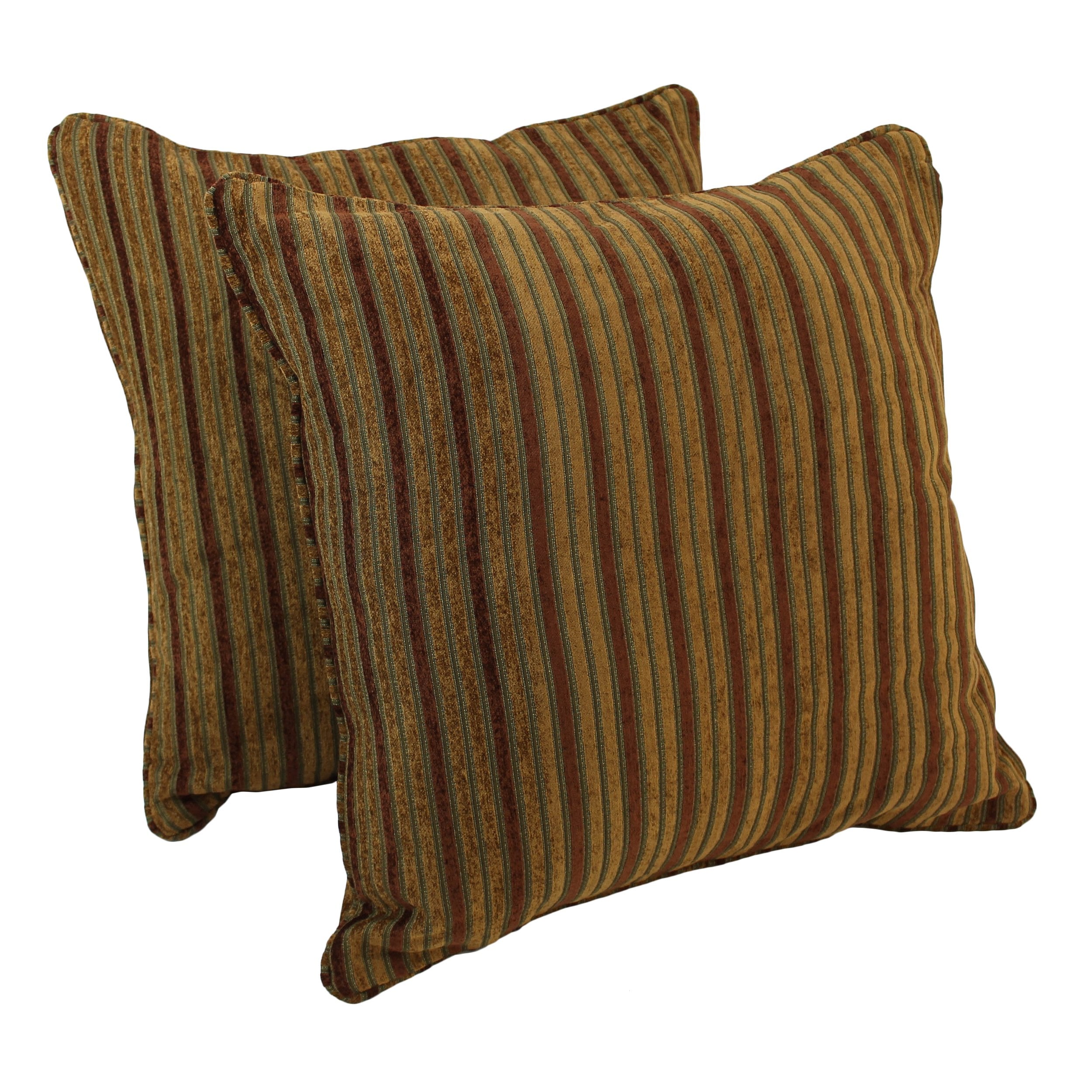 Blazing Needles Corded Jacquard Chenille Floor Pillows (Set of 2), 25&quot;, Autumn Stripes