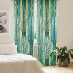 Ambesonne Jungle Curtains, Tropical Palm Leaves Like Feathers On Abstract Botanical Stripes, Window Treatments 2 Panel Set For L