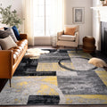 Rugshop Contemporary Abstract Circle Design Soft Area Rug 8'8'' x 12' Yellow
