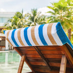 Arkwright Cabo Chaise Lounge Cover - Pack Of 2 - Striped Soft Cotton Cabana Towel With Pocket Holder For Beach Pool Outdoor Chair, 30 X 85 In., Royal Blue/Caf?Ole