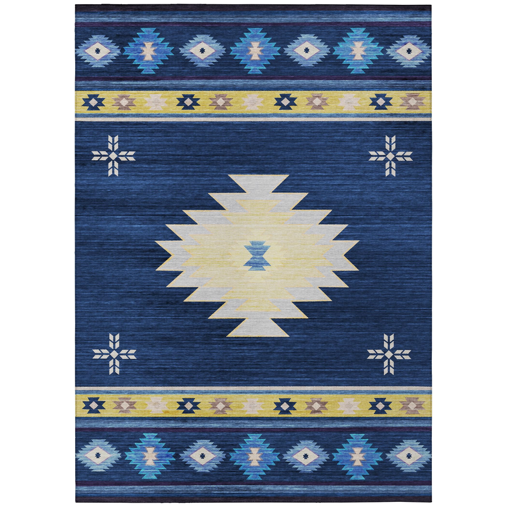 Addison Rugs Sonora Aso34 Blue 5' X 7'6" Indoor Outdoor Area Rug, Easy Clean, Machine Washable, Non Shedding, Bedroom, Living Room, Dining Room, Kitchen, Patio Rug