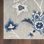 Nourison Aloha Indoor-Outdoor Blue/Grey 6' X 9' Area Rug, Easy Cleaning, Non Shedding, Bed Room, Living Room, Dining Room, Kitchen (6X9)