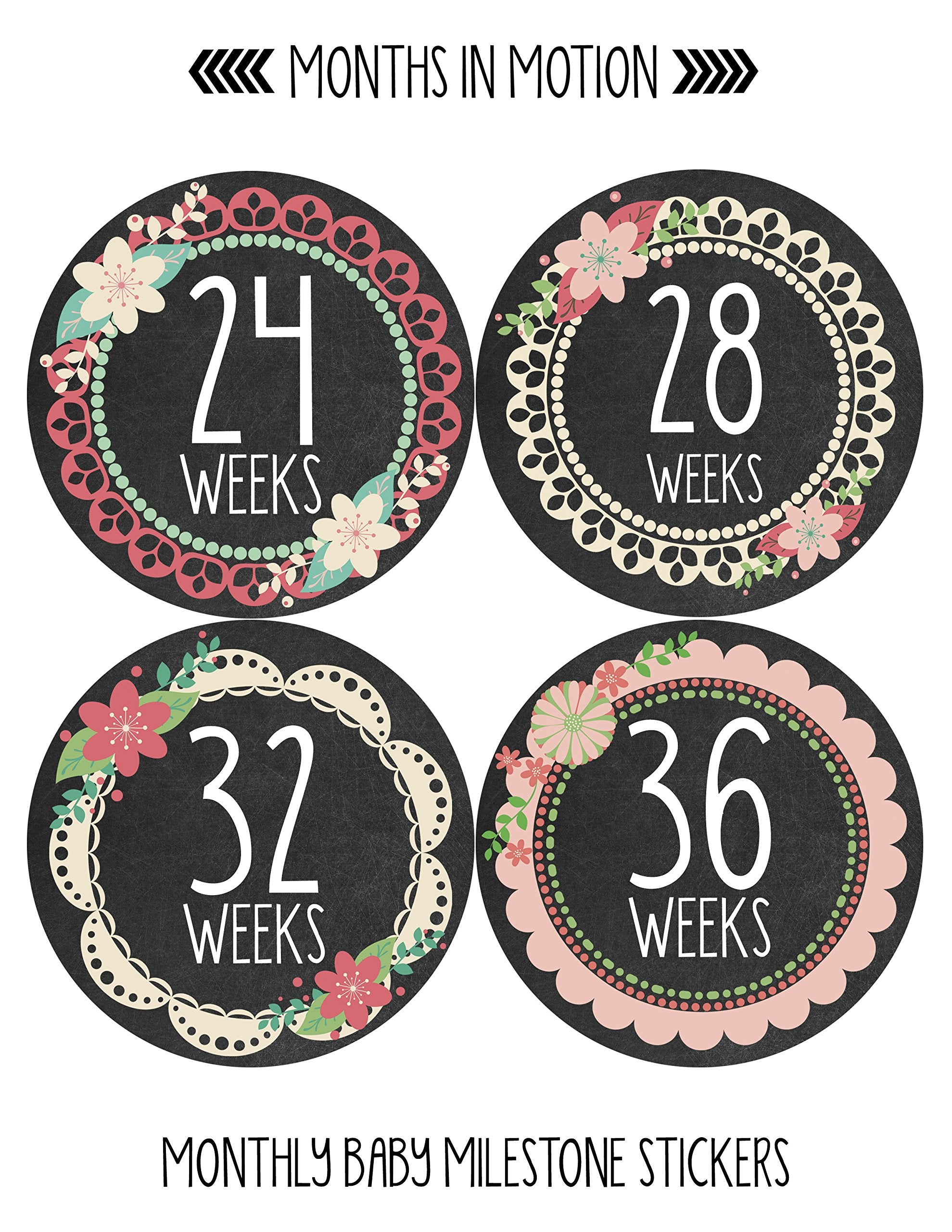 Months In Motion Pregnancy Weekly Belly Growth Stickers - Baby Bump Belly Stickers - Maternity Week Sticker - Pregnant Expecting