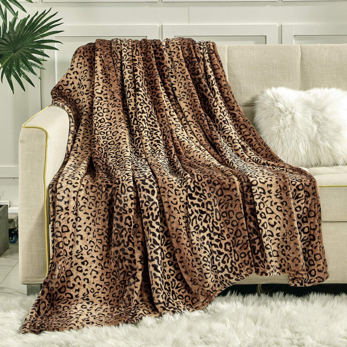 Viviland Flannel Fleece Blanket Throw Size 50X60, 280 Gsm Lightweight Blanket For Couch Sofa Bed, Super Soft Cozy Warm Blanket,