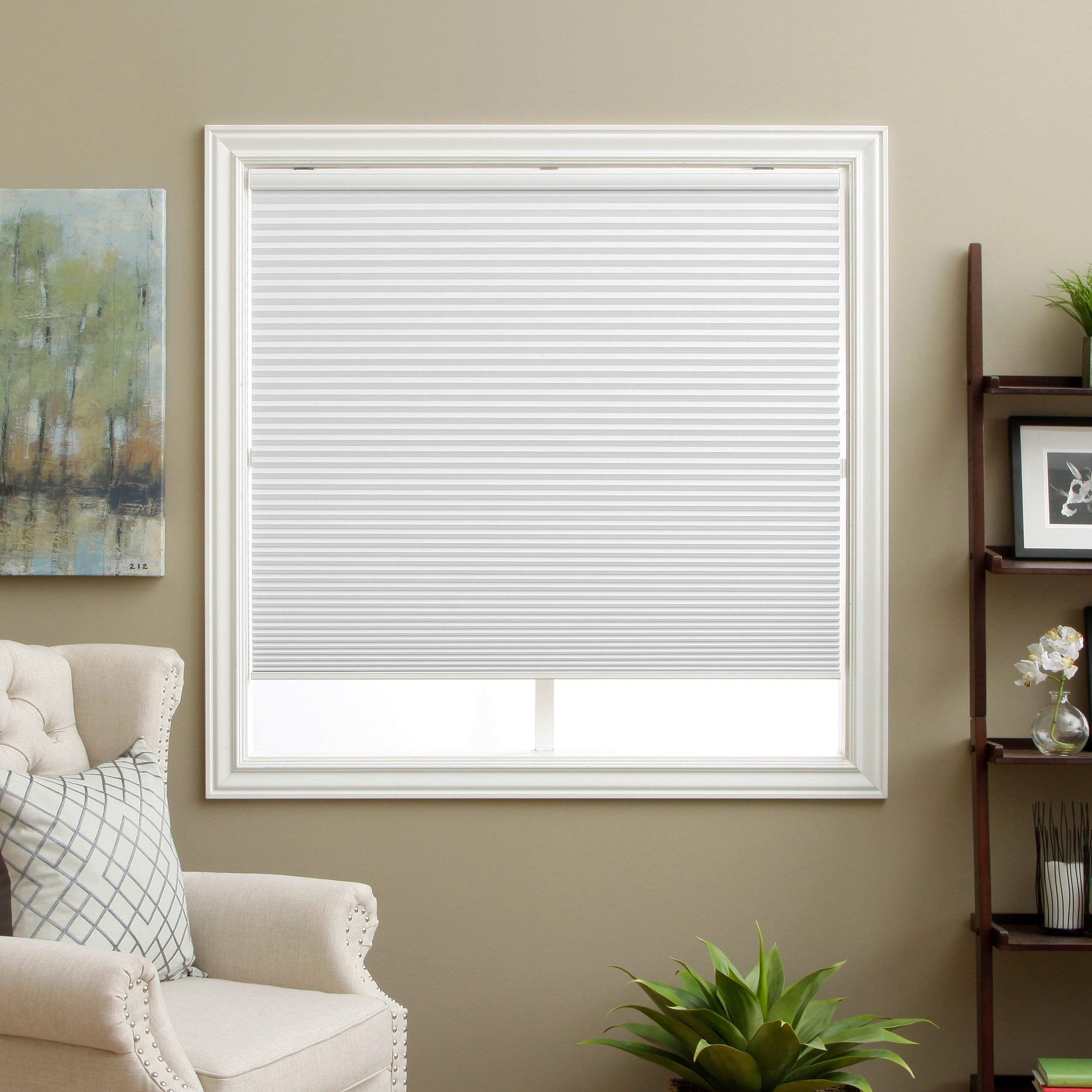Cellular Shades Cordless Blackout Honeycomb Blinds Fabric Window Shades White(Blackout), 24'' W x 64'' H