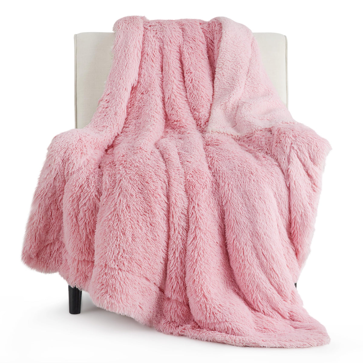 Bedsure Faux Fur Pink Throw Blanket - Fuzzy, Fluffy, And Shaggy Pink Blankets, Soft And Thick Sherpa, Cozy Warm Decorative Gift,