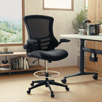 Flash Furniture Kelista Mid-Back Swivel Office Chair with Adjustable Seat Height, Ergonomic Mesh Desk Chair with Flip-Up Armrests, Black