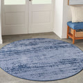 Nourison Essentials Indoor/Outdoor Solid Abstract Denim 4' X Round Area Rug, Easy Cleaning, Non Shedding, Bed Room, Living Room, Dining Room, Backyard, Deck, Patio (4 Round)