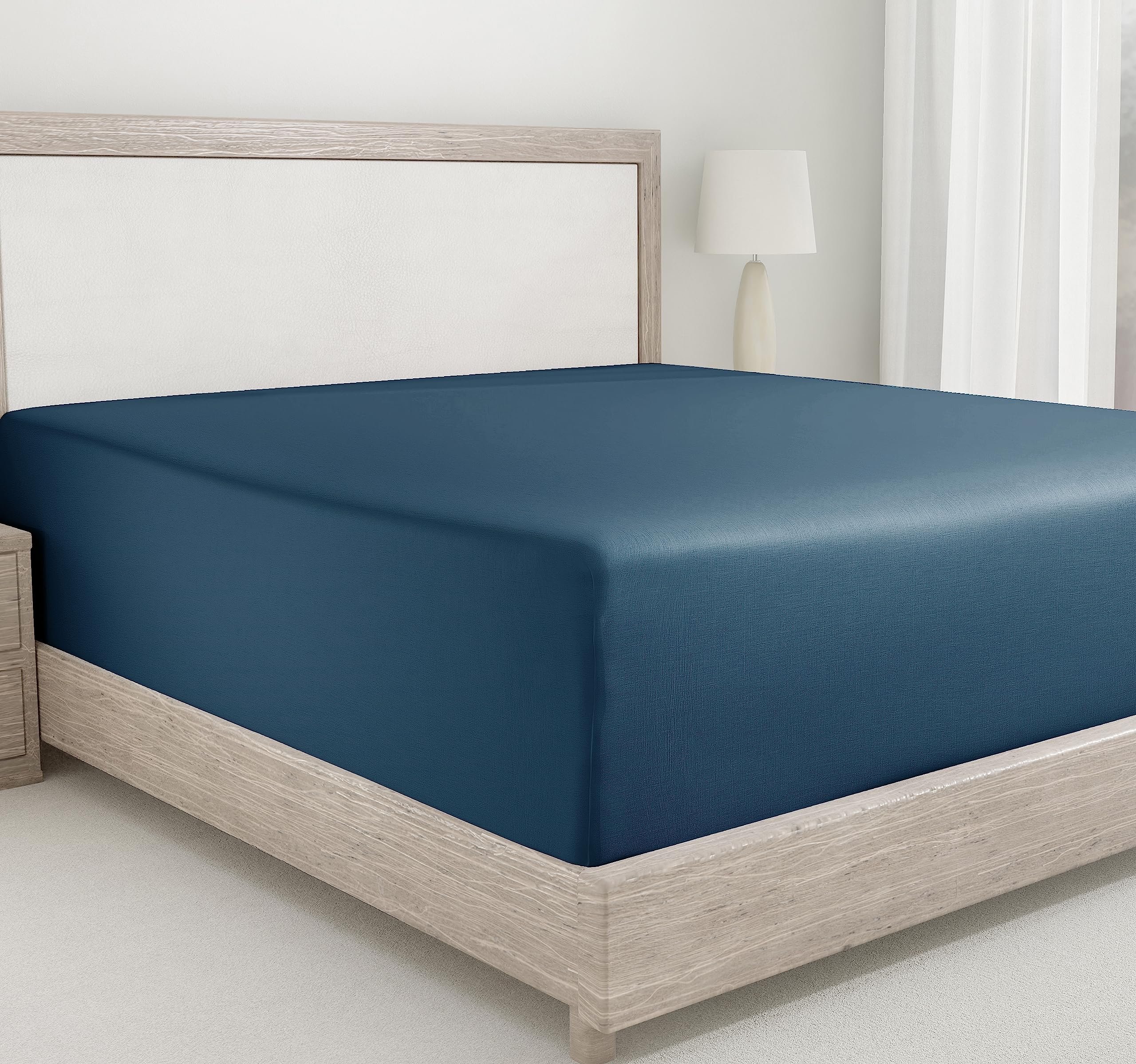 Soft Fitted King Sheet Only 100% Cotton 400 Thread Count, No Pop-Off Elastic, Deep Pocket, Durable Sateen Weave Sheet With Head