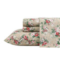 Laura Ashley - King Sheets, Cotton Percale Bedding Set, Crisp & Cool Home Decor (Ashfield Beige, King)