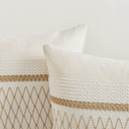 Zeemart 2 Packs Cotton Boho Throw Pillow Covers 18X18 Inch Grid Brown, Soft Farmhouse Decorative Couch Pillow Cases Neutral Cushion Covers For Sofa Bed Living Room Home Decor
