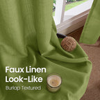Bgment Faux Linen Curtains For Living Room 84 Inch Length 2 Panels Set, Burlap Textured Long Curtains Light Filtering Privacy Window Curtain Drapes With Grommet, 52 Inch Wide Each Panel, Olive Green