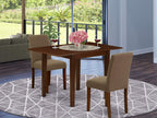East West Furniture 1NDAB3-MAH-18 3 Piece Kitchen Set Contains a Rectangle Room Table with Dropleaf and 2 Coffee Linen Fabric Parson Dining Chairs, 30x48 Inch