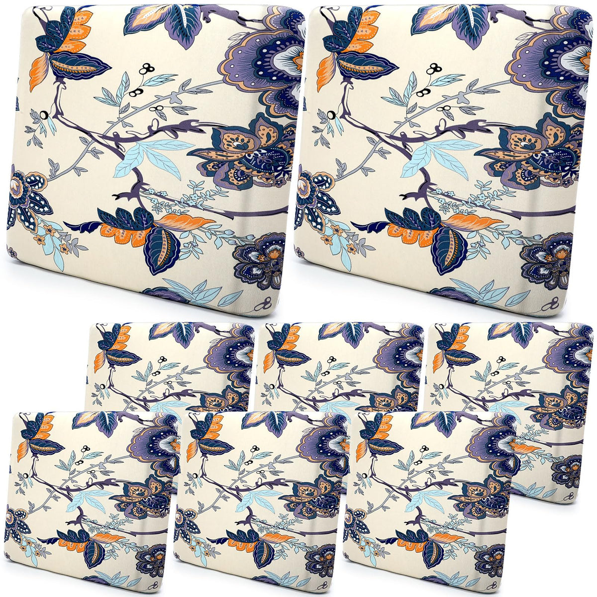 Smoothnovelty 8 Pcs Printed Couch Cushion Covers Stretch Sofa Cushion Covers Chair Cushion Cover Sofa Washable Floral Replacemen
