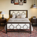 SHA CERLIN Twin Metal Bed Frame with Vintage Circular Design Headboard and Footboard, No Box Spring Required, Easy Assembly, Noi