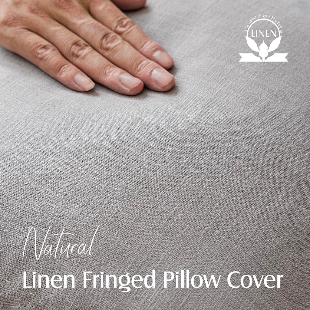 Foindtower Decorative Linen Fringe Lumbar Throw Pillow Covers Cozy Boho Farmhouse Cushion Cover With Tassel Accent Pillowcase Fo