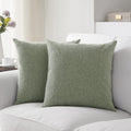 Meekio Set Of 2 Dark Sage Pillow Covers 16 X 16 Inch Farmhouse Boho Decorative Throw Pillow Covers Linen Cushion Covers For Sofa Couch Décor