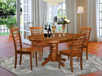 East West Furniture AVML5-SBR-W 5 Piece Dining Room Table Set Includes an Oval Kitchen Table with Butterfly Leaf and 4 Dining Chairs, 42x60 Inch, Saddle Brown