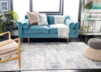 Safavieh Amelia Collection Area Rug - 9' Square, Ivory & Blue, Modern Abstract Design, Non-Shedding & Easy Care, Ideal For High