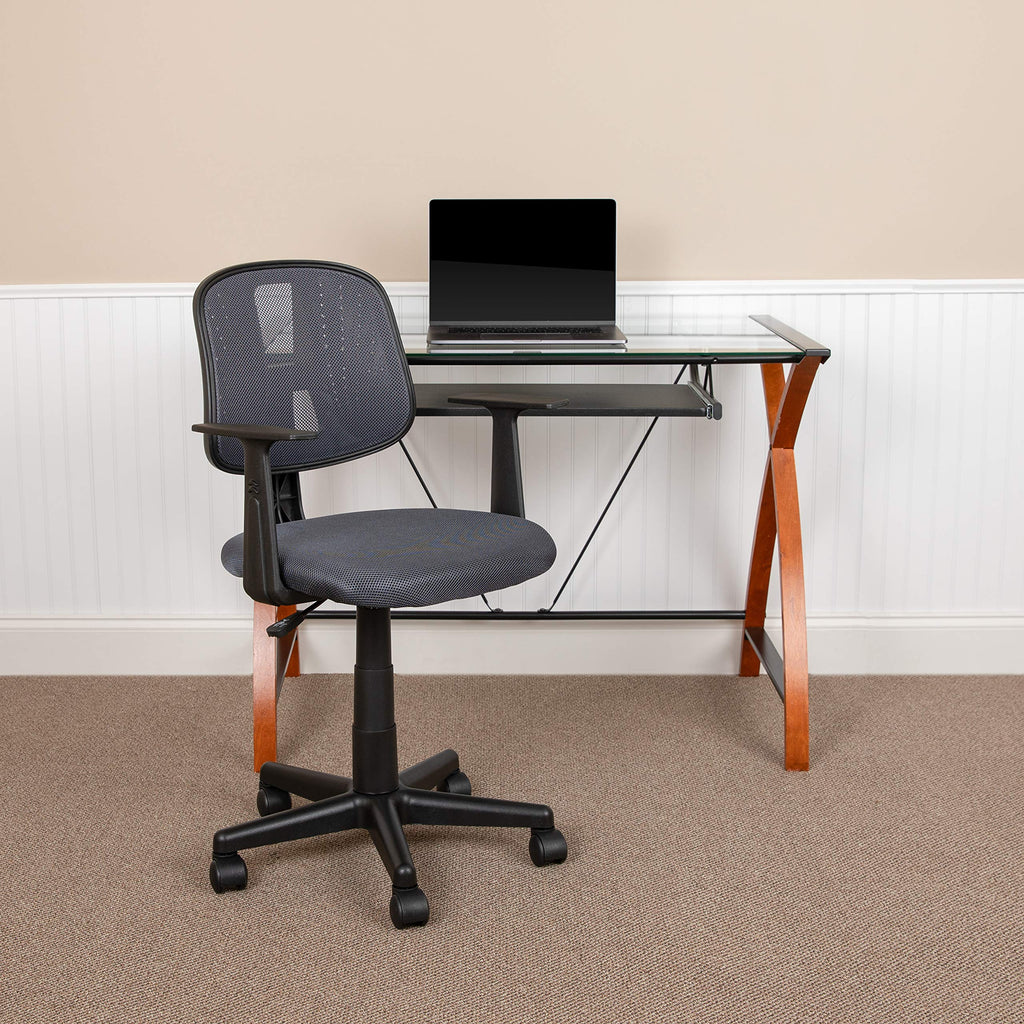 Flash Furniture Flash Fundamentals Mid-Back Gray Mesh Swivel Task Office Chair With Pivot Back And Arms