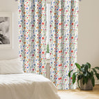 Ambesonne Watercolor Curtains, Floral Patterned Illustration Leaves And Wildflowers Abstract Botanical, Window Treatments 2 Pane