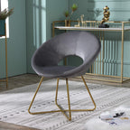 Roundhill Furniture Slatina Silky Velvet Upholstered Accent Chair With Gold Tone Finished Base, Gray