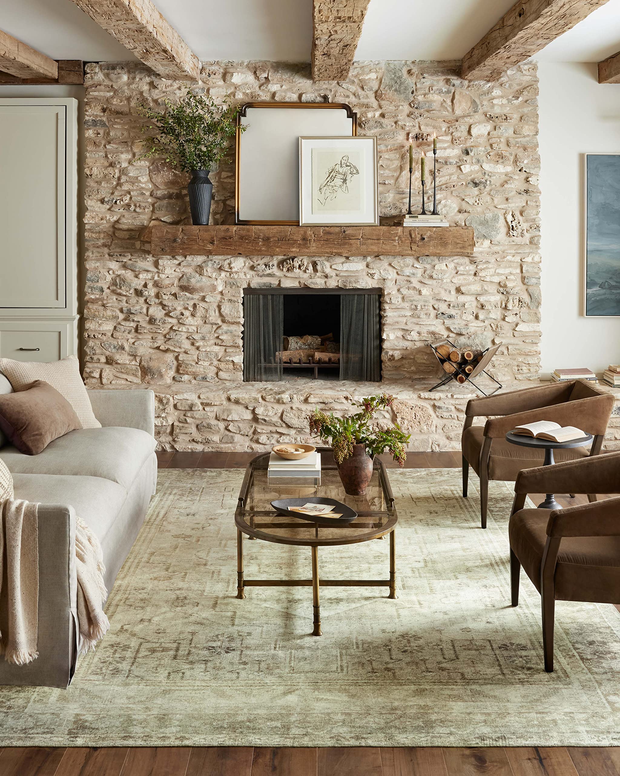 Loloi Magnolia Home by Joanna Gaines x Banks Natural/Granite 8-6 x 11-6 Area Rug