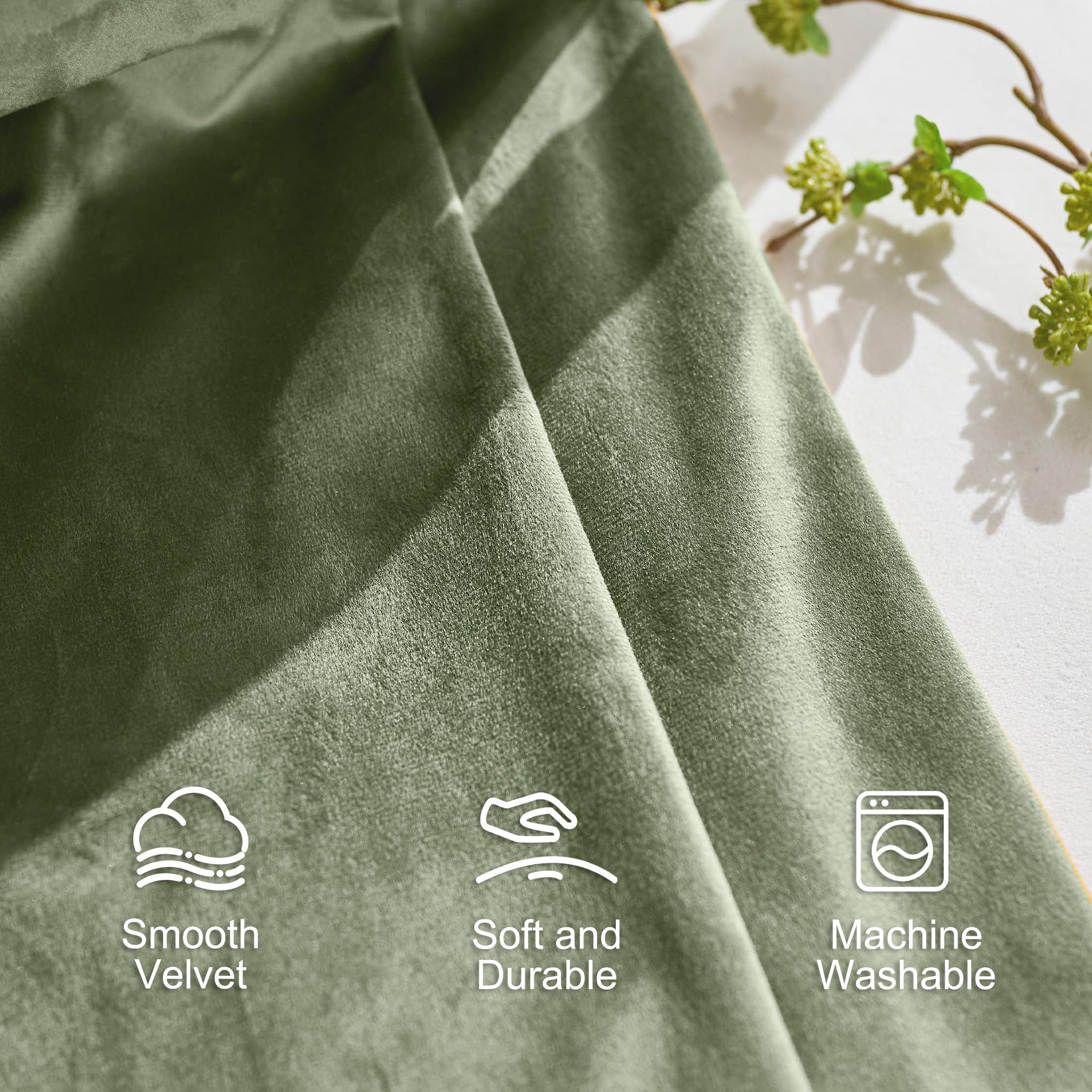 Lazzzy Blackout Velvet Curtains Green Thermal Insulated Curtains 108 Inch Extra Long Drapes For Bedroom Living Room Darkening Window Treatments Grommet Living Room Curtains Set Of 2 Panels Sage Green