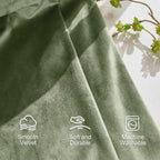 Lazzzy Blackout Velvet Curtains Green Thermal Insulated Curtains 96 Inch Long Drapes For Bedroom Living Room Darkening Window Treatments Grommet Living Room Curtains Set Of 2 Panels Sage Green