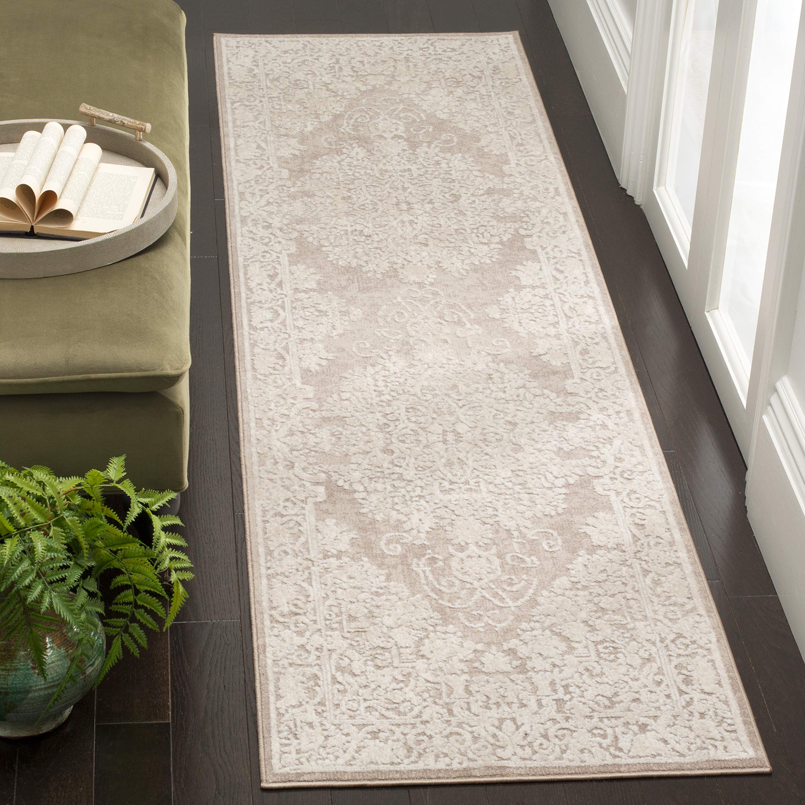 SAFAVIEH Reflection Collection Runner Rug - 2'3'' x 14', Beige & Cream, Vintage Distressed Design, Non-Shedding & Easy Care, Ide