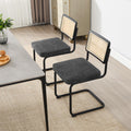 Zesthouse Natural Rattan Dining Chairs Set Of 2, Mid Century Modern Dining Chairs With Solid Wood Back & Black Matte Base For Ki